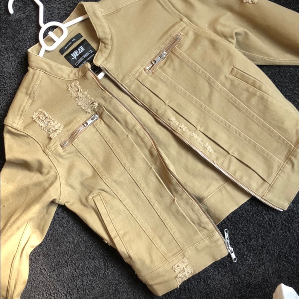 Distressed Canvas Cropped Jacket - image 1